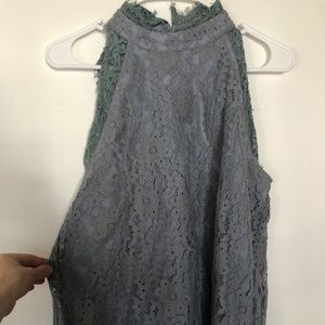 Dusty blue lace top